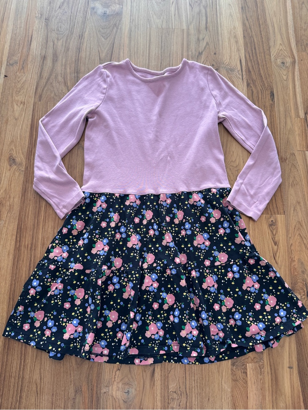 Tea Collection Dress Girls Size 10 Long Sleeve Pink Top Floral Skirt